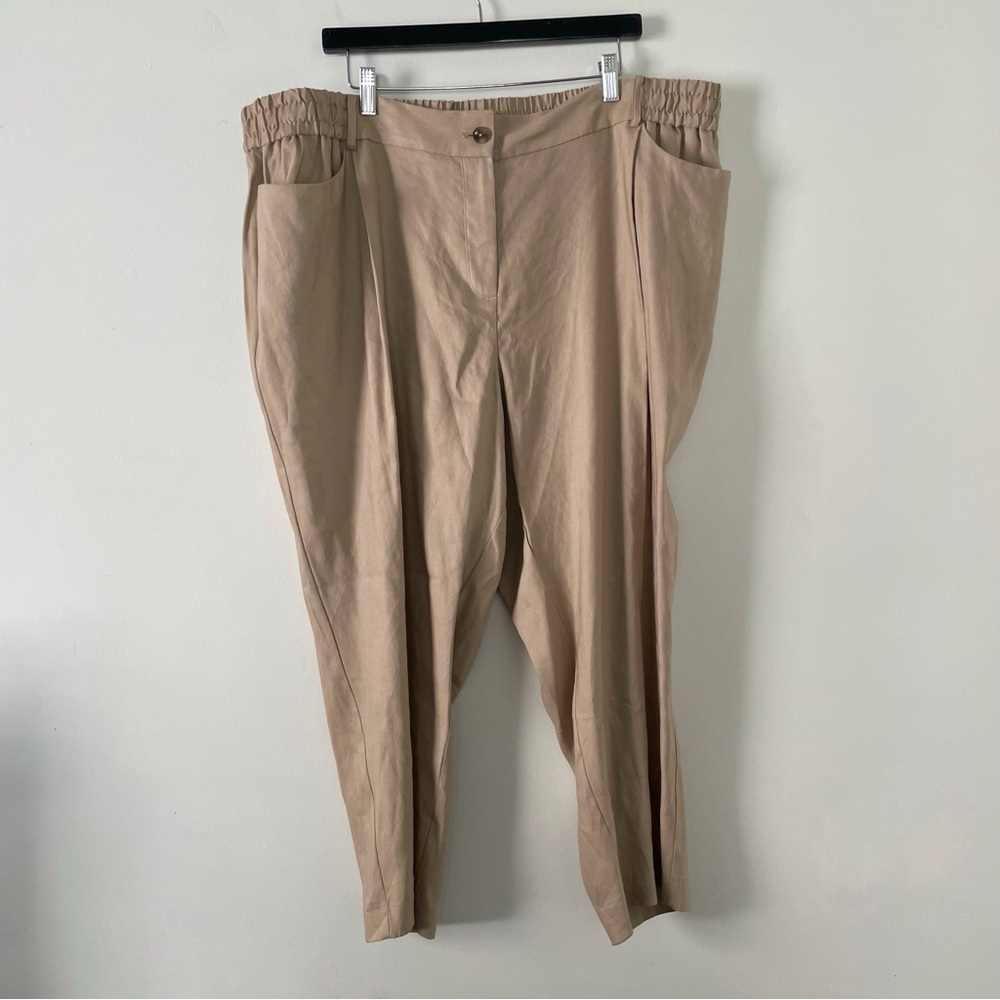 NWT New Calvin Klein Oatmeal Beige Linen Blend Cropped Pants Size 3X - Picture 2 of 6